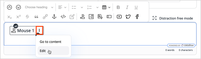 Edit embedded content item Edit embedded content item