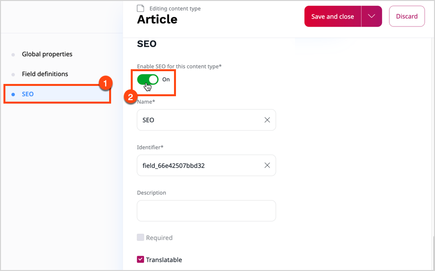 SEO configuration SEO tags